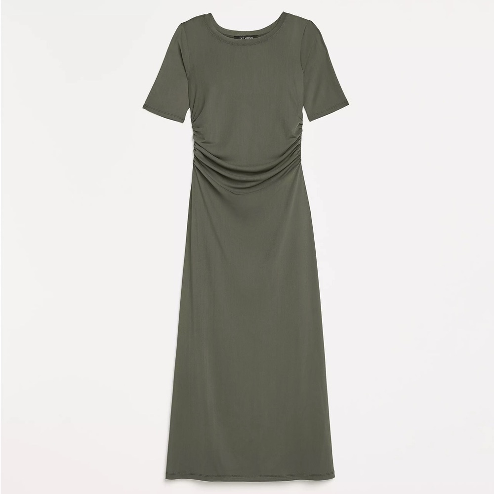 Loft Versa Mesh Ruched Waist MIDI Dress - Olive
